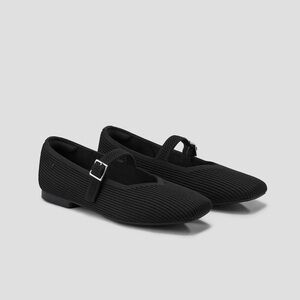 VIVAIA Margot Mary Jane Flats with Buckle Strap - Size 39/8, Black